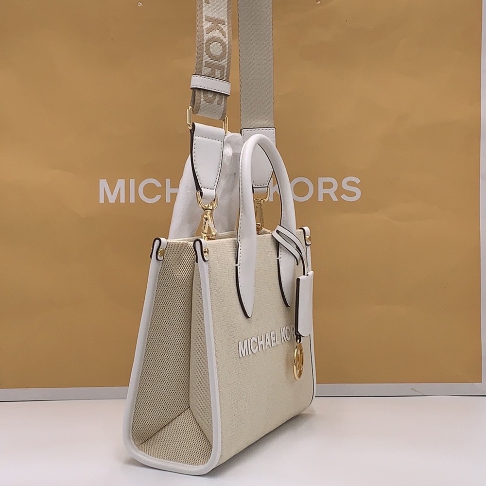 Michael Kors Mirella Small Shopper Top Zip Crossbody Bag Optic White MK NWT - Picture 8 of 16